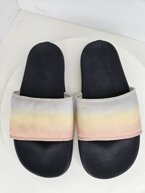 Vans Women's Slide Sandals Pink Yellow Cream Gradient Strap Size 7 Summer